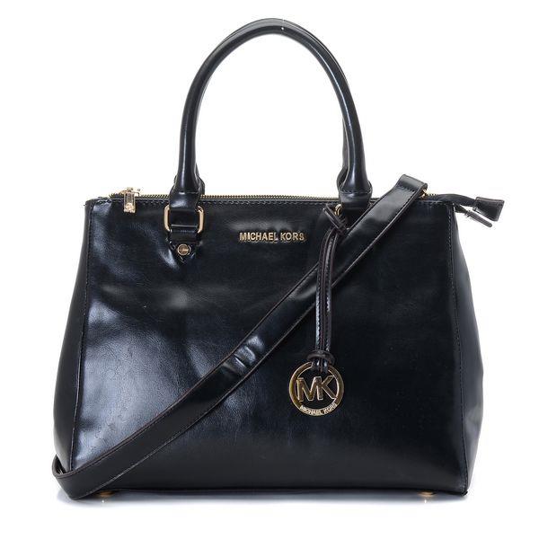 michael kors stor bedford skinn dressy tote svart Klassisk Salg xd9jd